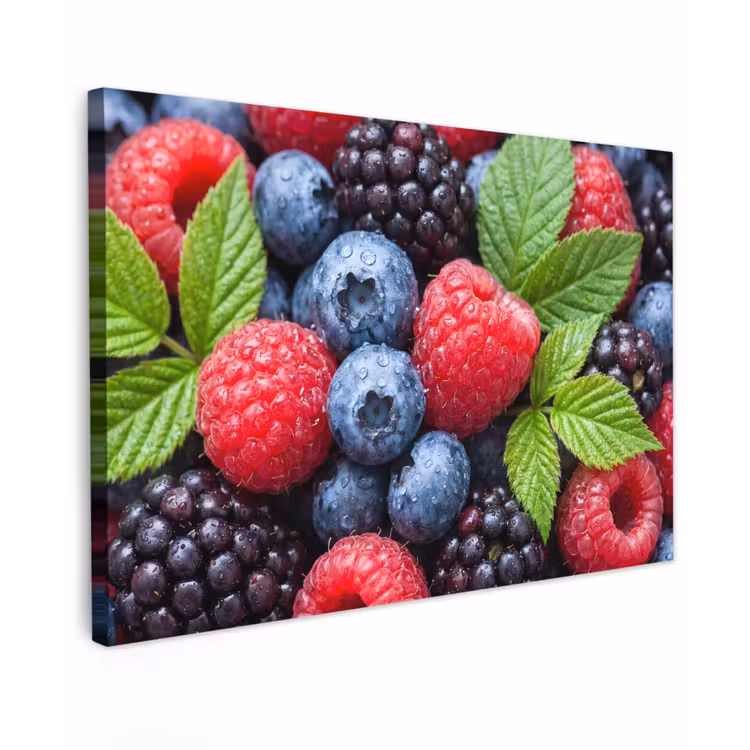 Canvas schilderij - Bessen - Vers - Waterdruppels - Kleurrijk - Eten — 1