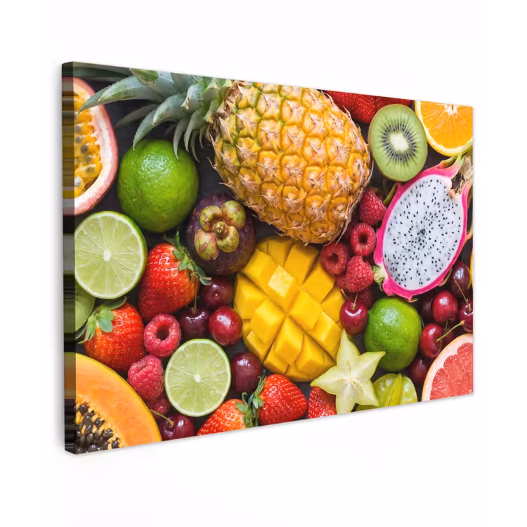 Canvas schilderij - Fruit - Assortiment - Vers - Gezond - Kleurrijk — 1