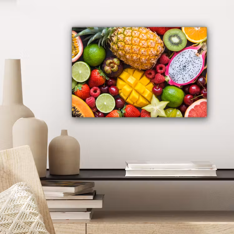 Canvas schilderij - Fruit - Assortiment - Vers - Gezond - Kleurrijk — 5