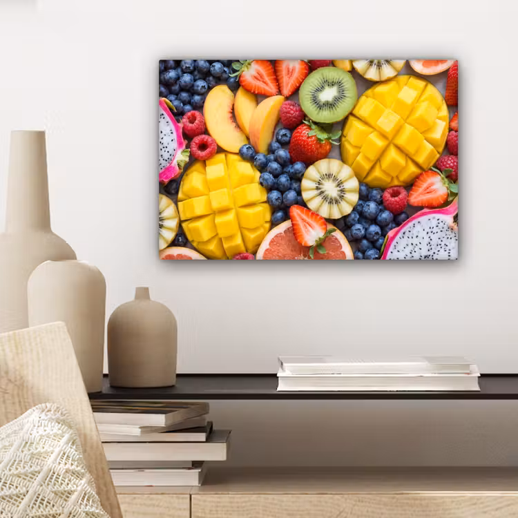 Canvas schilderij - Fruit - Versneden - Kleurrijk - Eten - Gezond — 5