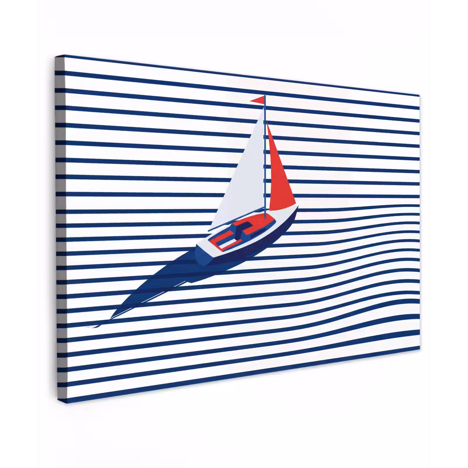 Canvas schilderij - Boot - Water - Abstract - Blauw — 1