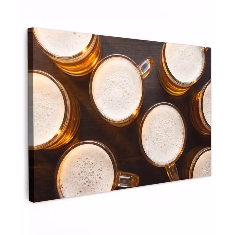 Canvas schilderij - Bier - Glazen - Schuim - Hout - Drank — 1