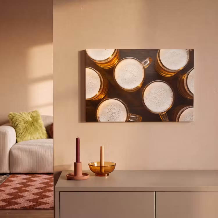 Canvas schilderij - Bier - Glazen - Schuim - Hout - Drank — 2