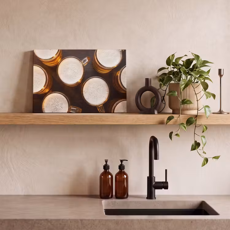 Canvas schilderij - Bier - Glazen - Schuim - Hout - Drank — 3