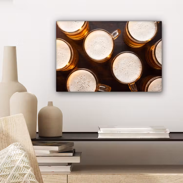 Canvas schilderij - Bier - Glazen - Schuim - Hout - Drank — 5