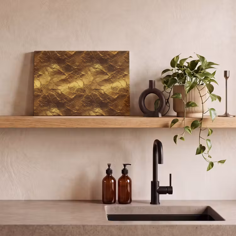 Canvas schilderij - Bladgoud - Textuur - Goud — 3