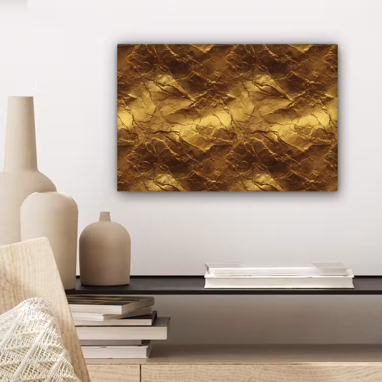 Canvas schilderij - Bladgoud - Textuur - Goud — 5