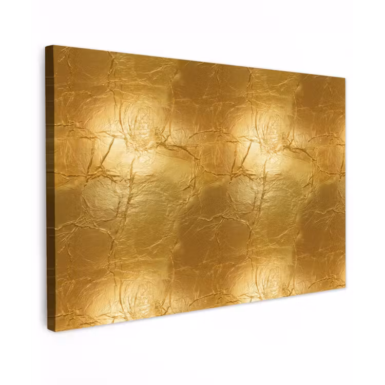 Canvas schilderij - Bladgoud - Vintage - Textuur - Warm Goud — 1