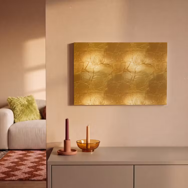 Canvas schilderij - Bladgoud - Vintage - Textuur - Warm Goud — 2