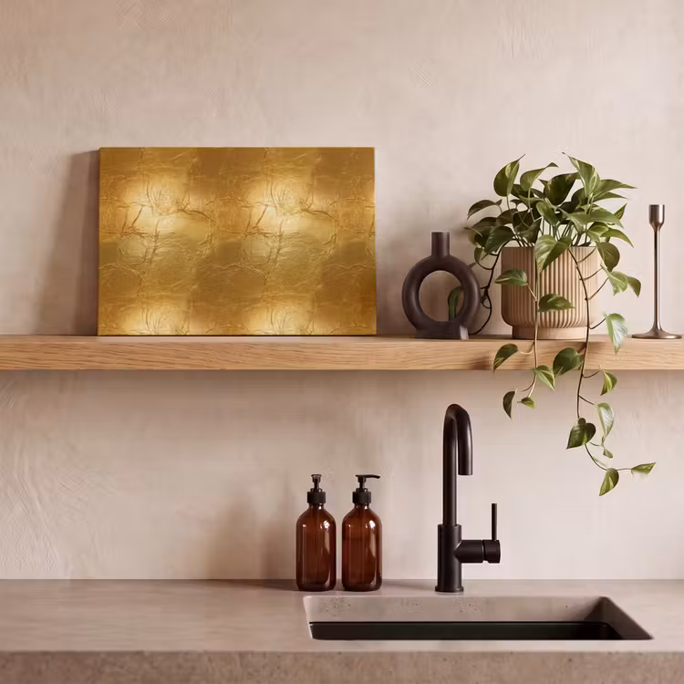 Canvas schilderij - Bladgoud - Vintage - Textuur - Warm Goud — 3