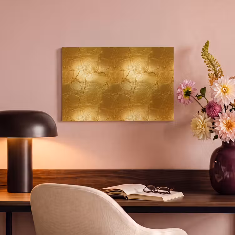 Canvas schilderij - Bladgoud - Vintage - Textuur - Warm Goud — 4