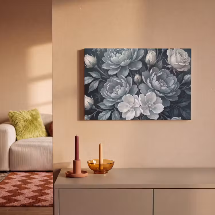 Canvas schilderij - Bloemen - Boeket - Winter - Abstract - Blauw — 2