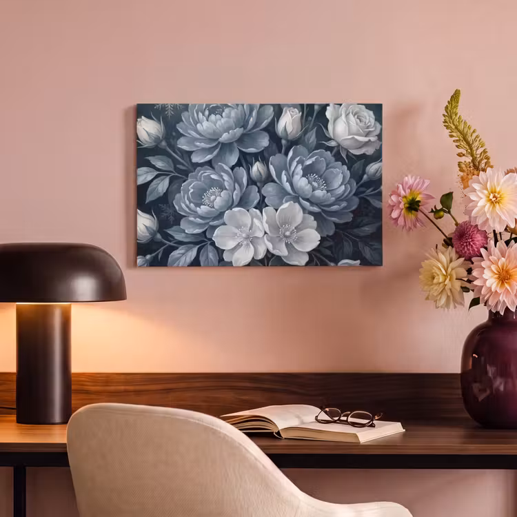 Canvas schilderij - Bloemen - Boeket - Winter - Abstract - Blauw — 4