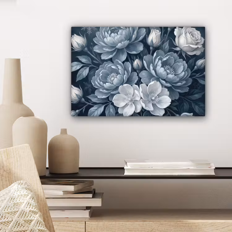Canvas schilderij - Bloemen - Boeket - Winter - Abstract - Blauw — 5
