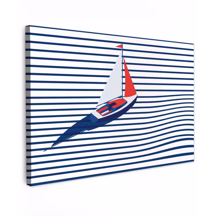 Canvas schilderij - Boot - Water - Abstract - Blauw — 1