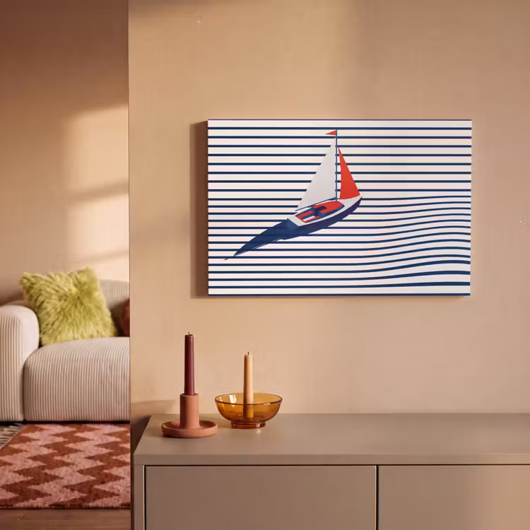 Canvas schilderij - Boot - Water - Abstract - Blauw — 2