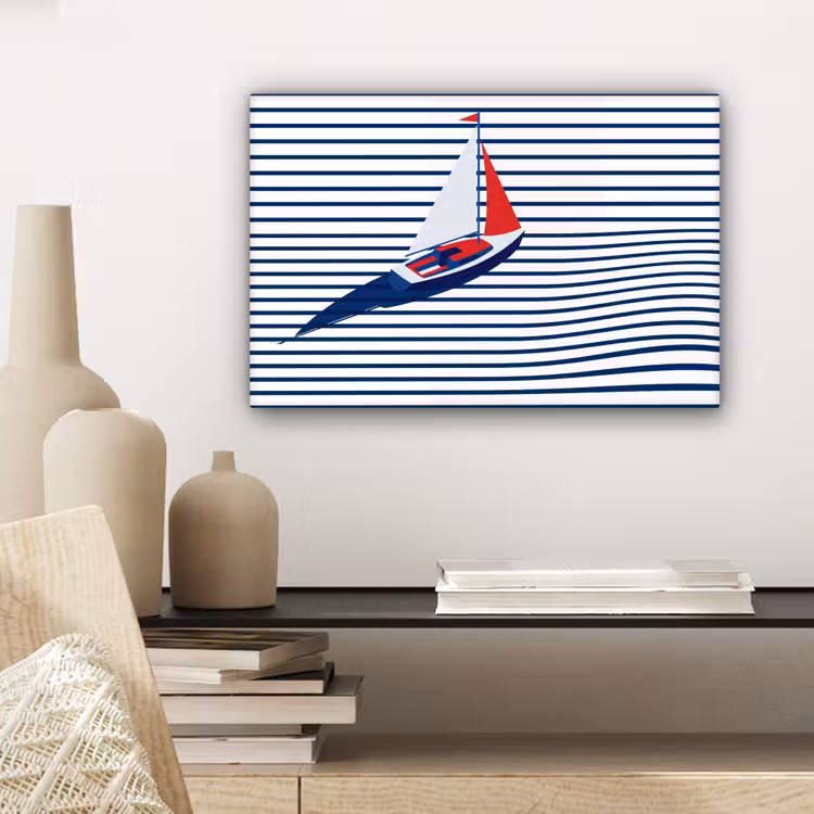 Canvas schilderij - Boot - Water - Abstract - Blauw — 5
