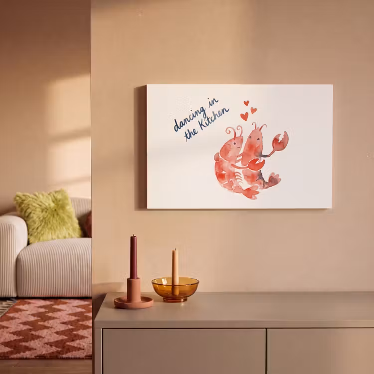 Canvas schilderij - Dier - Dans - Liefde - Waterverf - Rood — 2