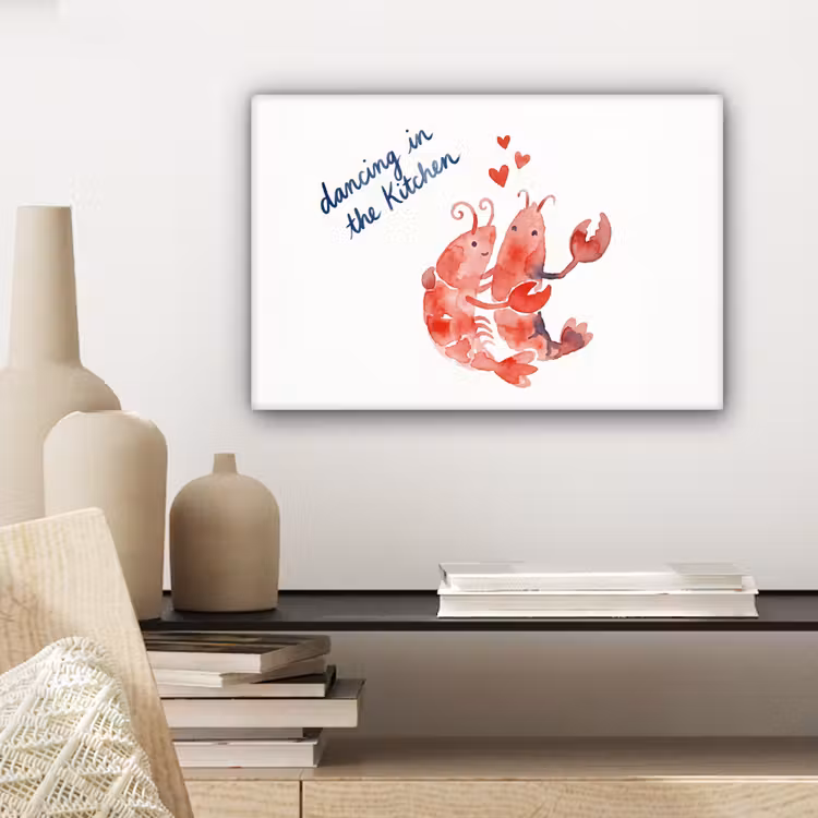 Canvas schilderij - Dier - Dans - Liefde - Waterverf - Rood — 5