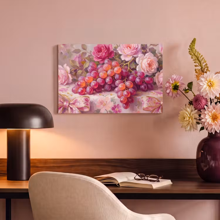 Canvas schilderij - Eten - Bloemen - Stilleven - Roze - Goud — 4