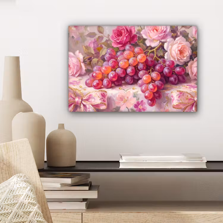 Canvas schilderij - Eten - Bloemen - Stilleven - Roze - Goud — 5