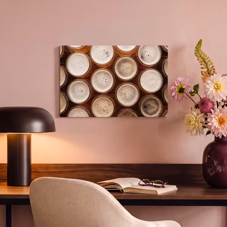 Canvas schilderij - Eten - Glazen - Drank - Patroon - Bruin — 4