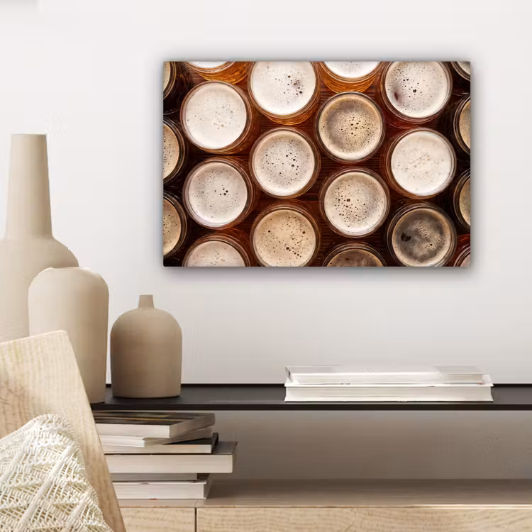 Canvas schilderij - Eten - Glazen - Drank - Patroon - Bruin — 5