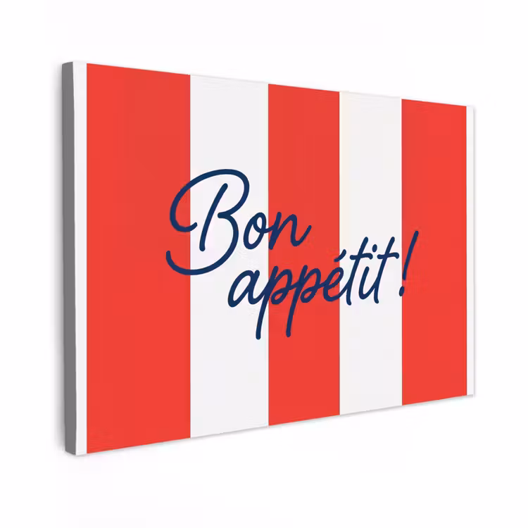 Canvas schilderij - Eten - Spreuk - Keuken - Grafisch - Rood-Wit — 1