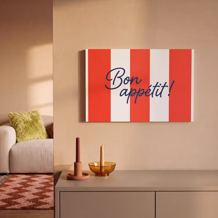 Canvas schilderij - Eten - Spreuk - Keuken - Grafisch - Rood-Wit — 2