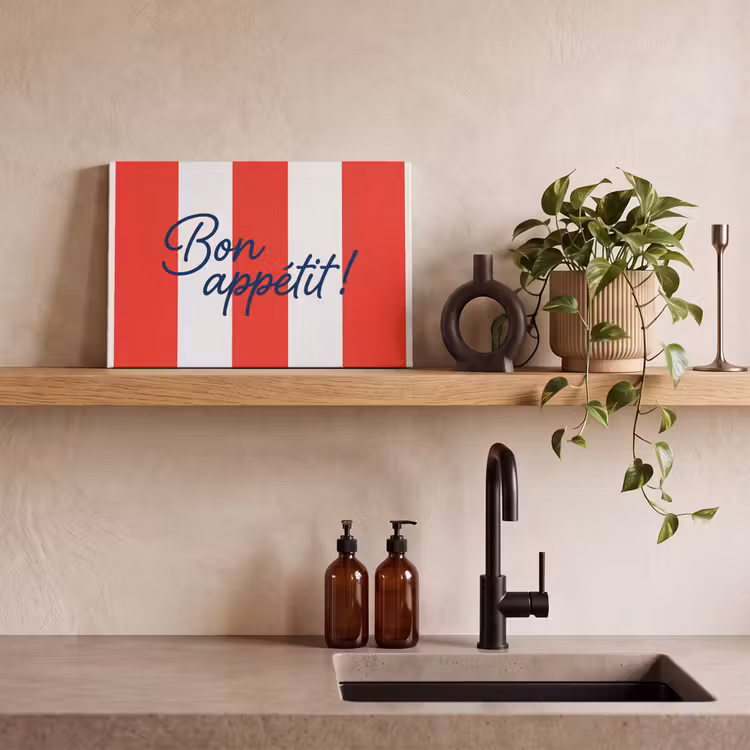 Canvas schilderij - Eten - Spreuk - Keuken - Grafisch - Rood-Wit — 3