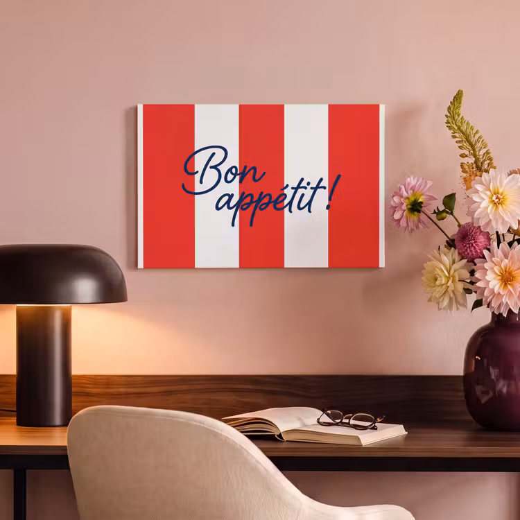Canvas schilderij - Eten - Spreuk - Keuken - Grafisch - Rood-Wit — 4