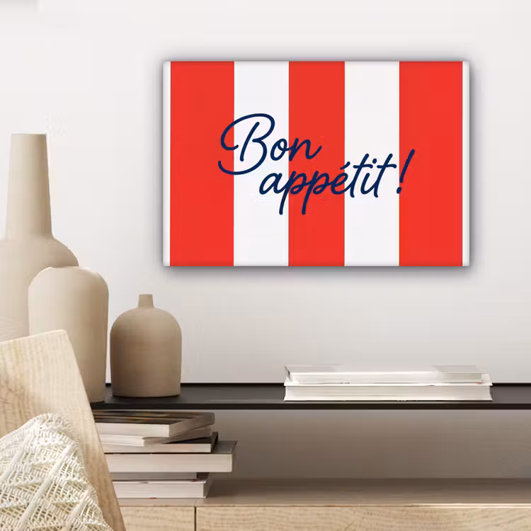 Canvas schilderij - Eten - Spreuk - Keuken - Grafisch - Rood-Wit — 5