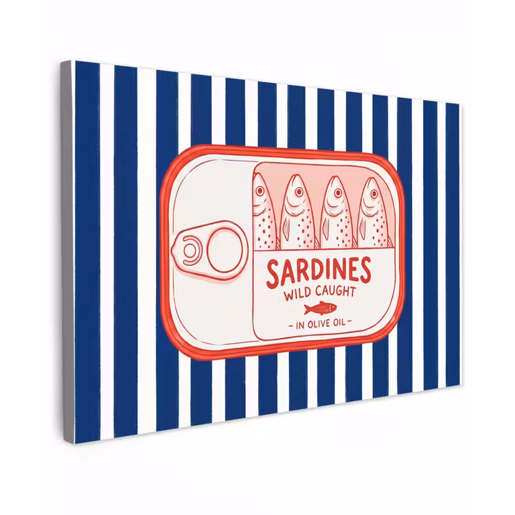 Canvas schilderij - Eten - Vis - Blik - Illustratie - Rood — 1