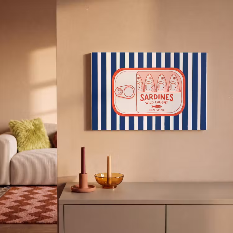 Canvas schilderij - Eten - Vis - Blik - Illustratie - Rood — 2