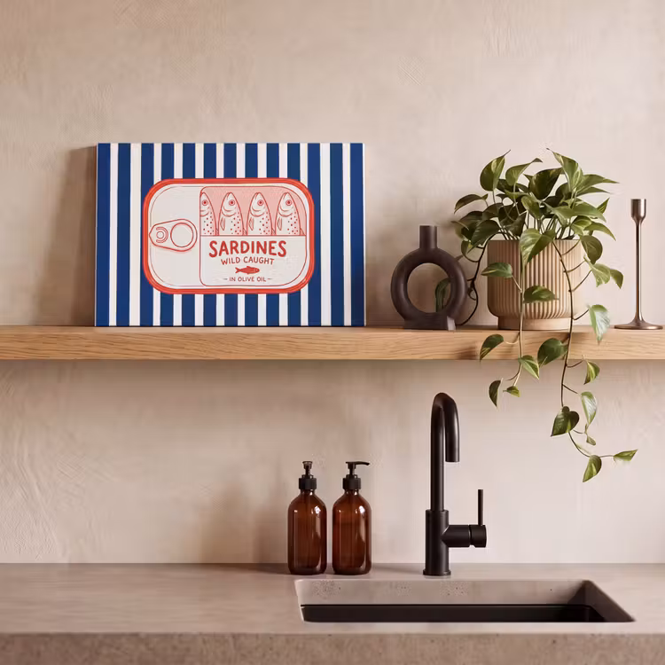 Canvas schilderij - Eten - Vis - Blik - Illustratie - Rood — 3