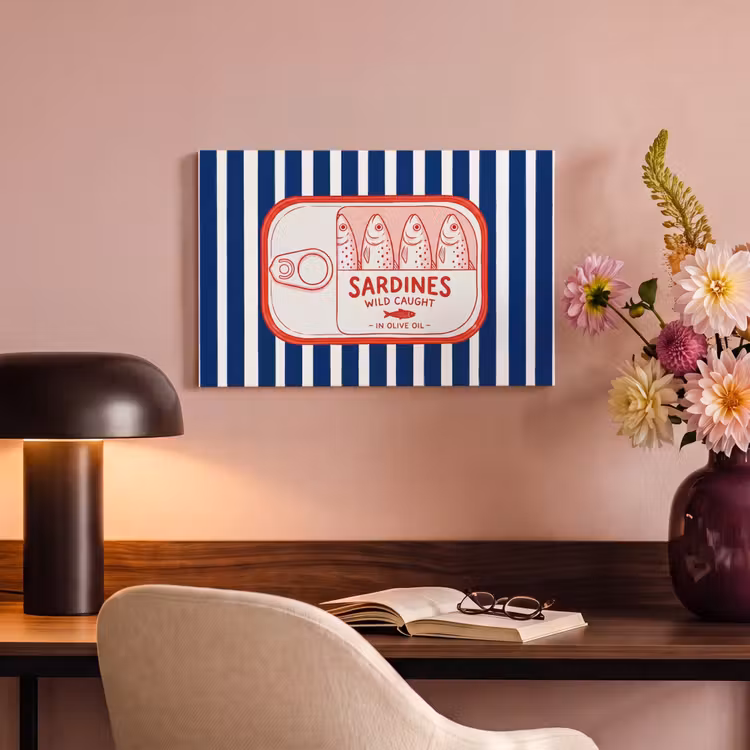Canvas schilderij - Eten - Vis - Blik - Illustratie - Rood — 4