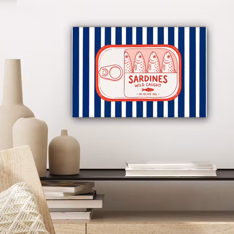 Canvas schilderij - Eten - Vis - Blik - Illustratie - Rood — 5