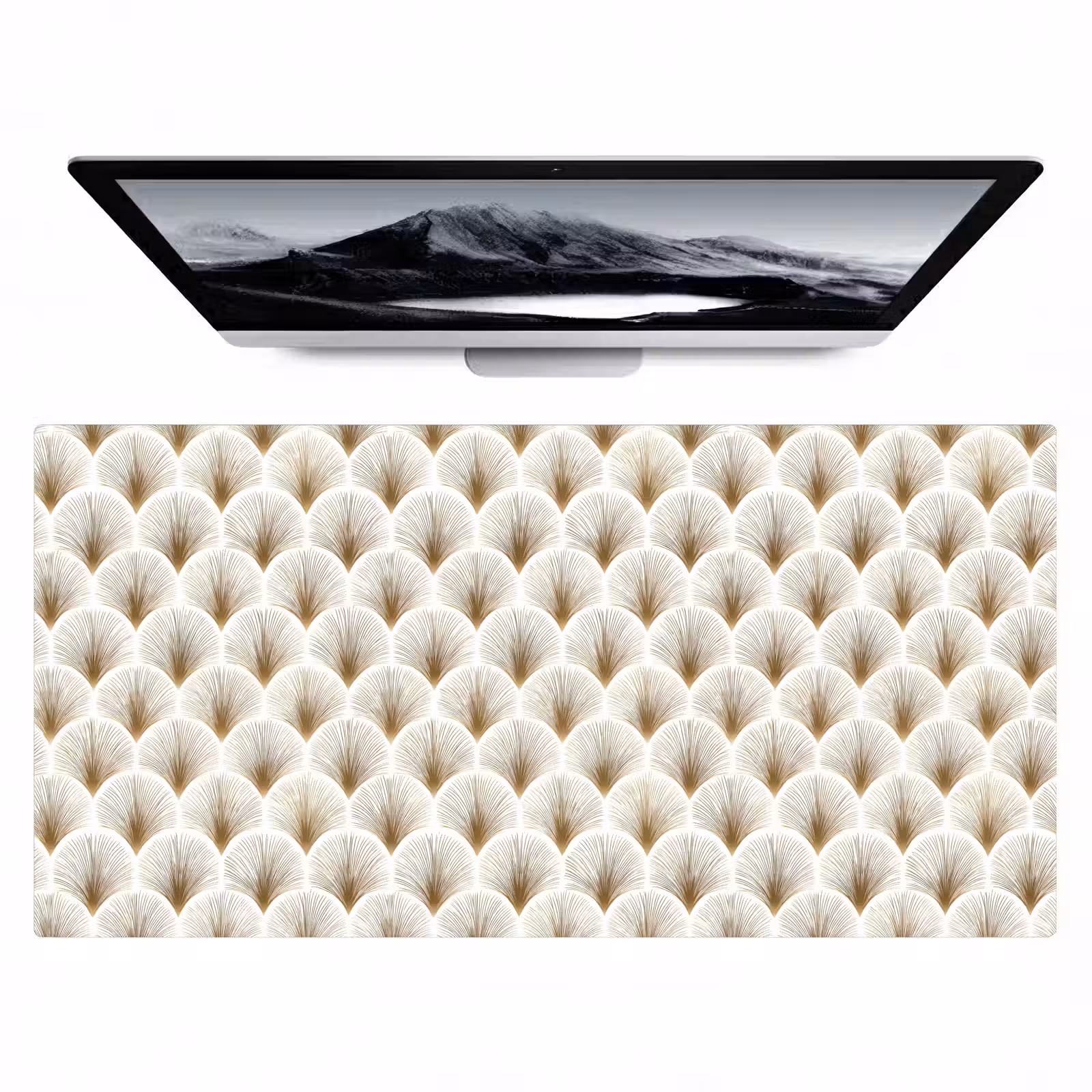 Bureau onderlegger - Waaiers - Art Deco - Elegant - Goud - Wit — 1