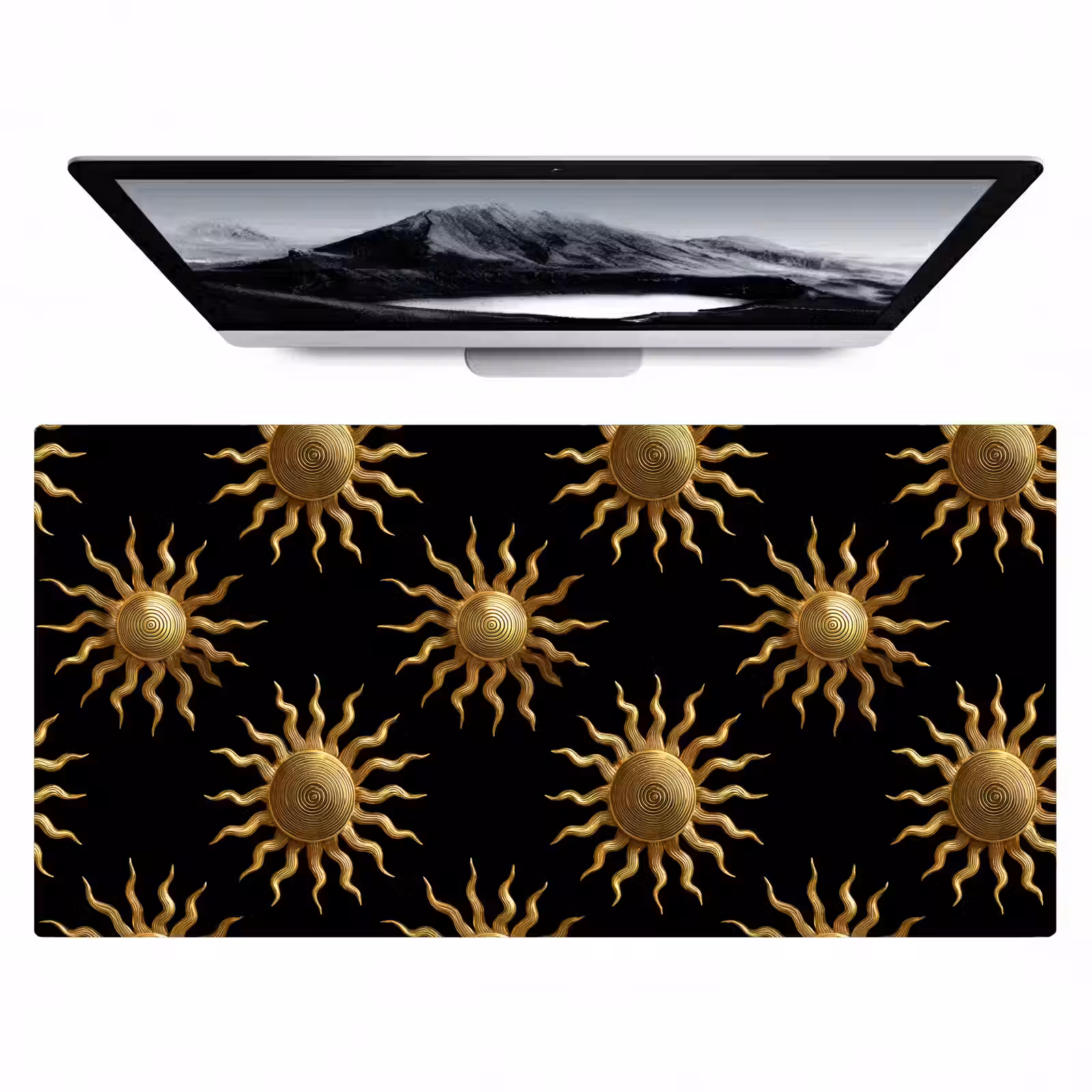 Bureau onderlegger - Zon - Patroon - Luxe - Goud - Zwart — 1