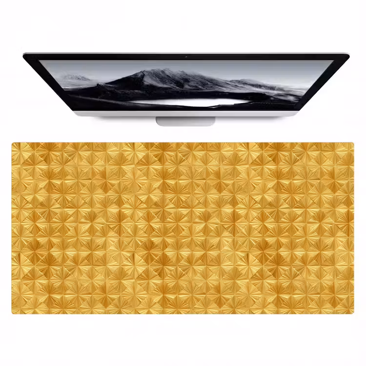 Bureau onderlegger - Tegels - Geometrisch - Reliëf - Goud — 1