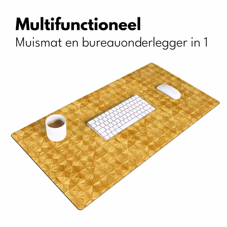Bureau onderlegger - Tegels - Geometrisch - Reliëf - Goud — 7