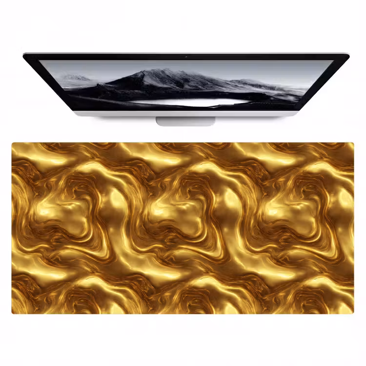 Bureau onderlegger - Textuur - Vloeibaar - Organisch - Goud — 1