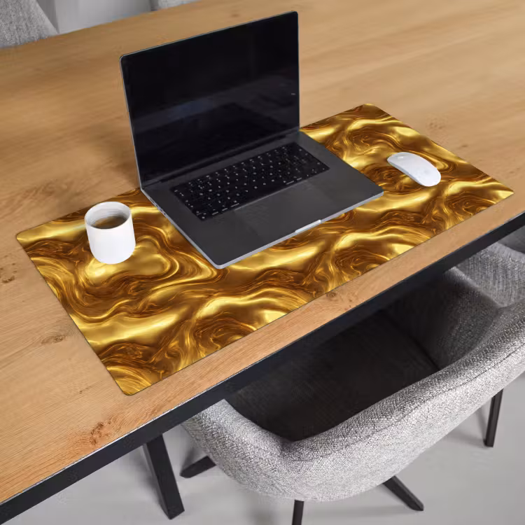 Bureau onderlegger - Textuur - Vloeibaar - Organisch - Goud — 3