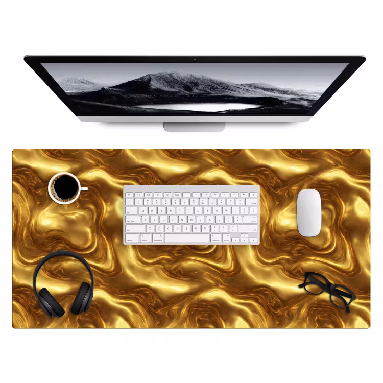 Bureau onderlegger - Textuur - Vloeibaar - Organisch - Goud — 4