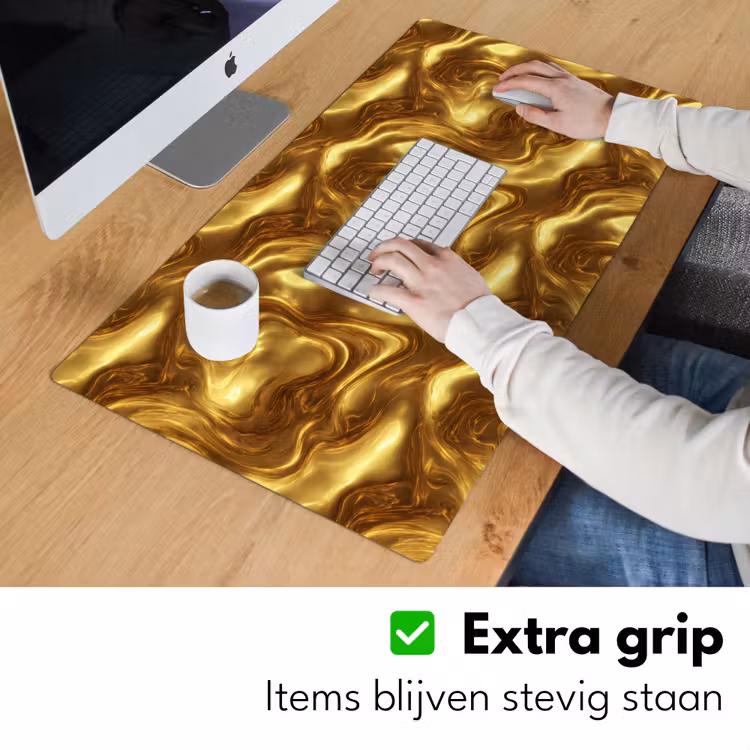 Bureau onderlegger - Textuur - Vloeibaar - Organisch - Goud — 6