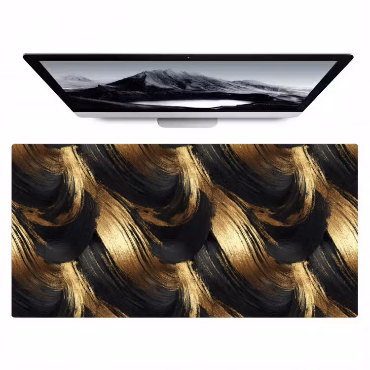 Bureau onderlegger - Verfstreken - Abstract - Goud - Zwart — 1
