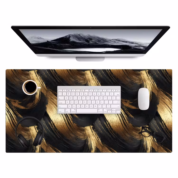 Bureau onderlegger - Verfstreken - Abstract - Goud - Zwart — 4