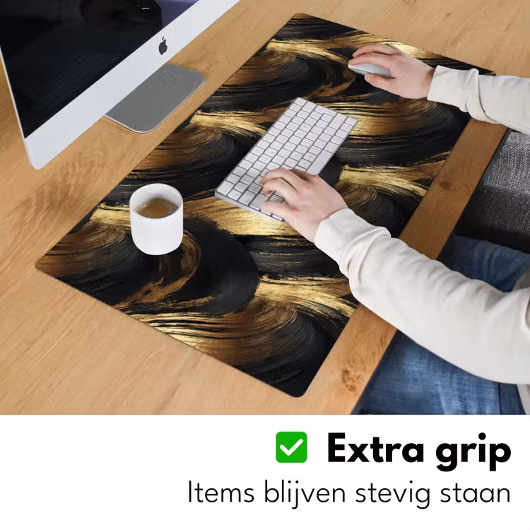 Bureau onderlegger - Verfstreken - Abstract - Goud - Zwart — 6