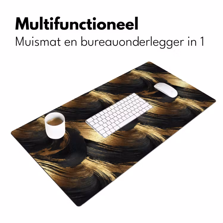 Bureau onderlegger - Verfstreken - Abstract - Goud - Zwart — 7