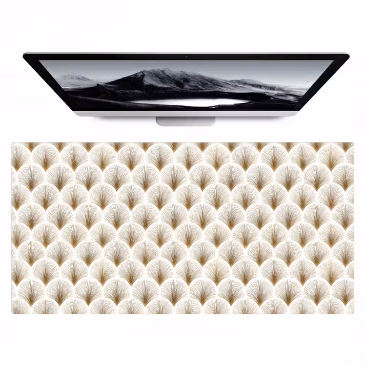 Bureau onderlegger - Waaiers - Art Deco - Elegant - Goud - Wit — 1